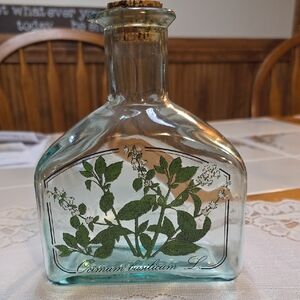 Holmegaard Glass Bottle with Green Botanical Design